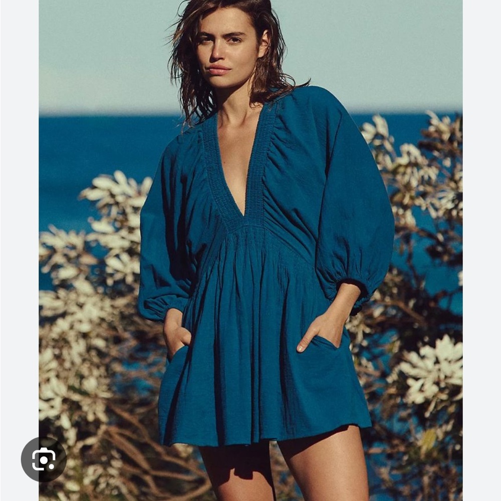 Free People For the Moment Mini dress in Navy Patina